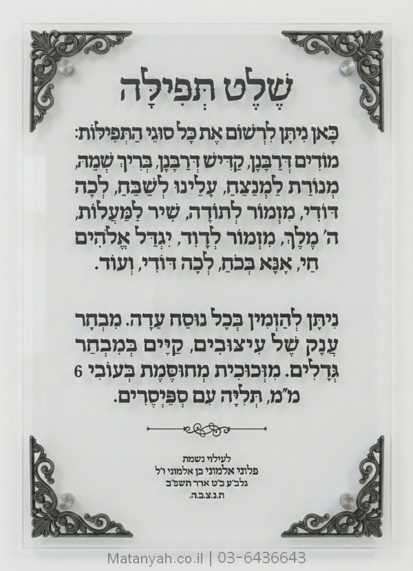 שלט זכוכית דגם חרמון