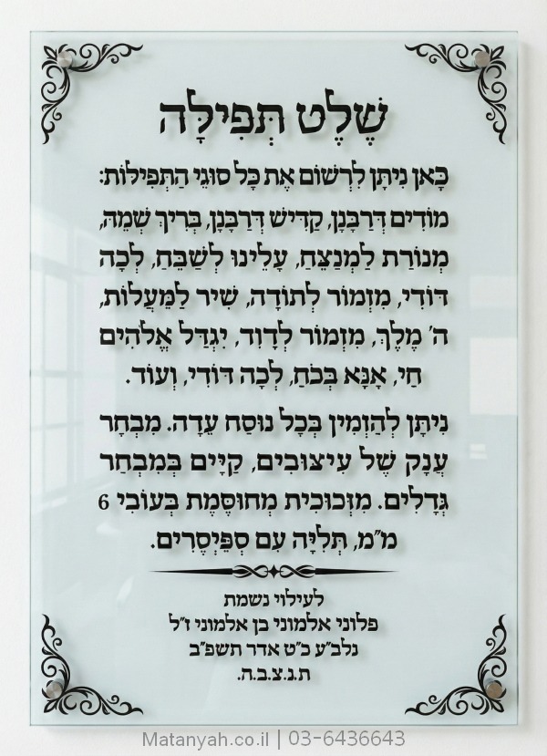 שלט זכוכית דגם תרשיש