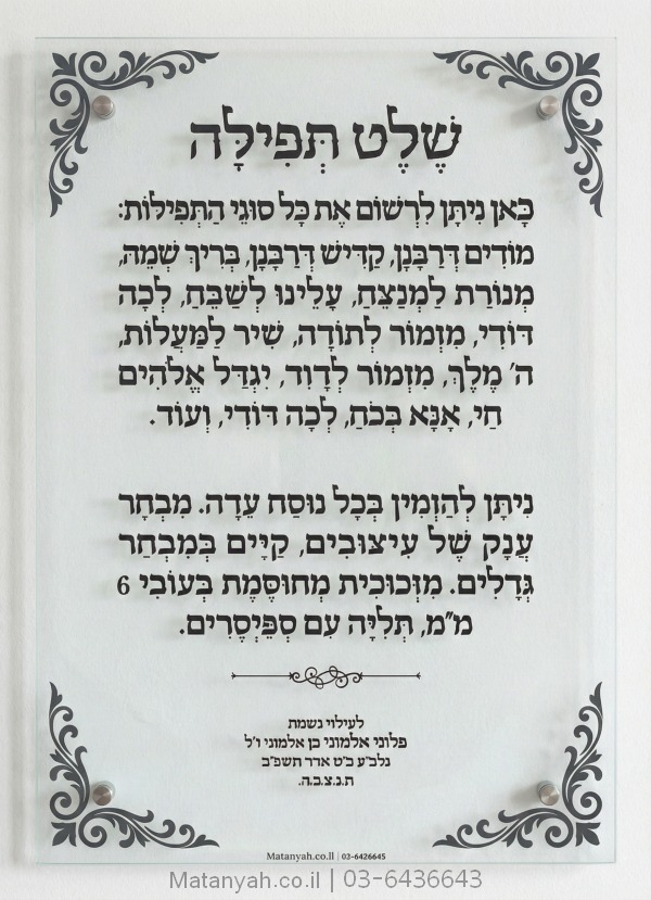 שלט זכוכית דגם ספיר