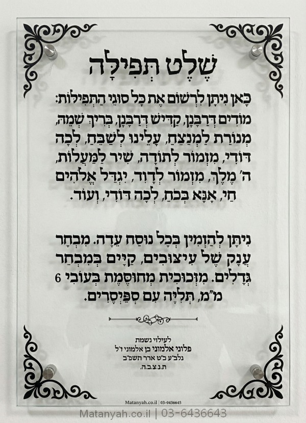 שלט זכוכית דגם יהלום