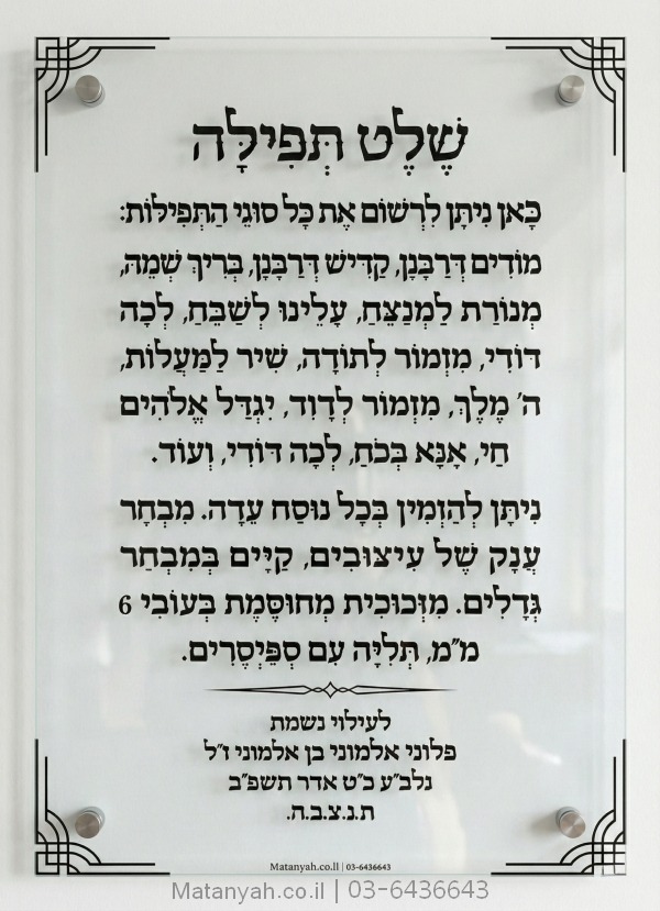 שלט זכוכית דגם הילה