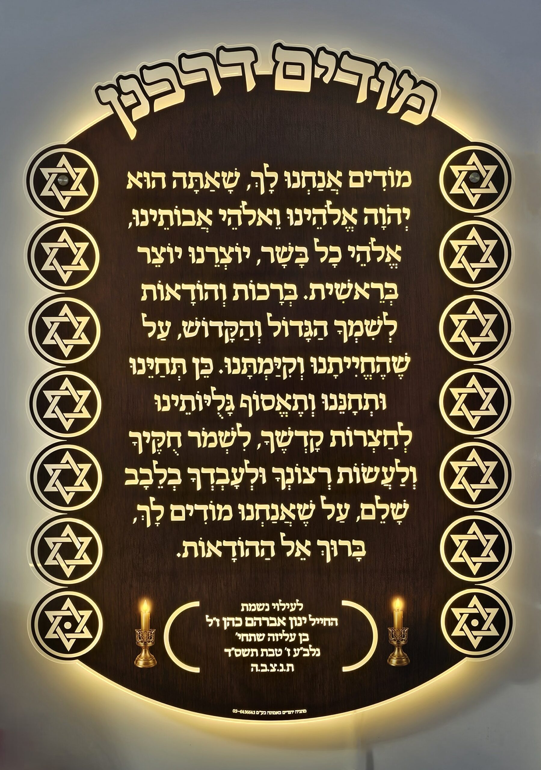 לוח מגן התפילה מודים