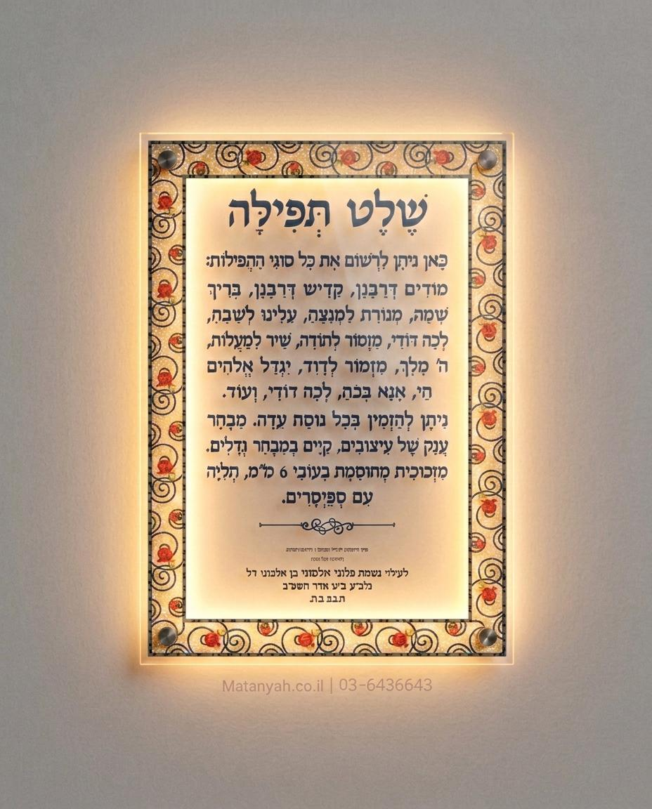 שלט זכוכית פסיפס מואר