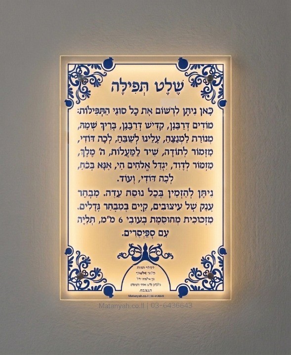 שלט זכוכית עיטורים ורימונים מואר