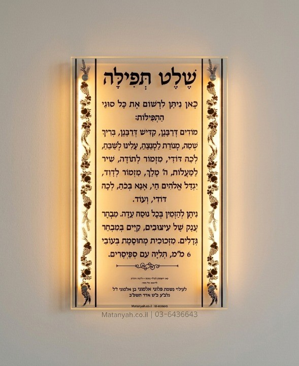 שלט זכוכית בורדר שבעת המינים מואר
