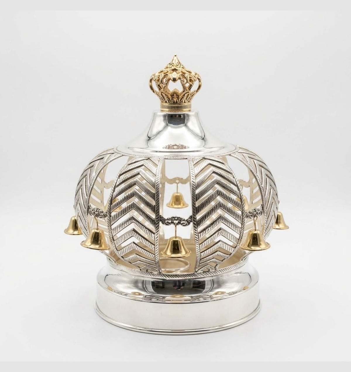 Silver-plated Torah scroll crown – Hila crown