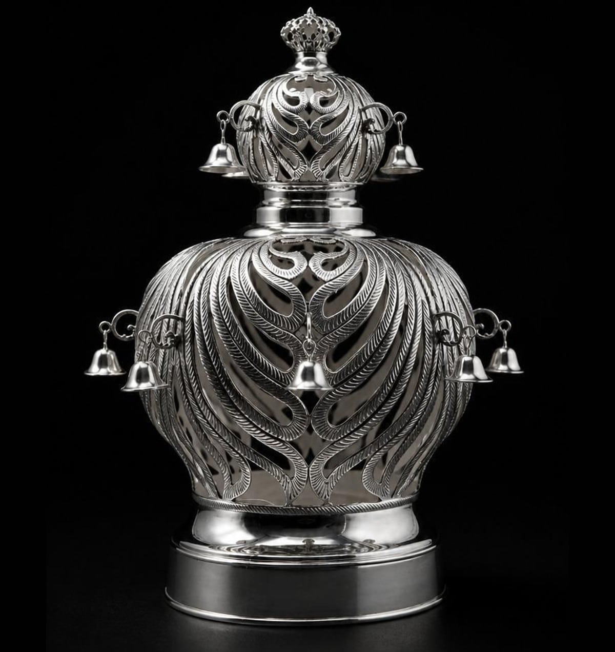 Silver-plated Torah scroll crown – Flame Crown