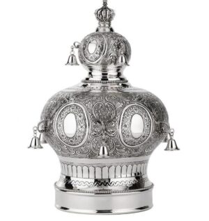 Silver-plated Torah scroll crown – Ateret Yisrael