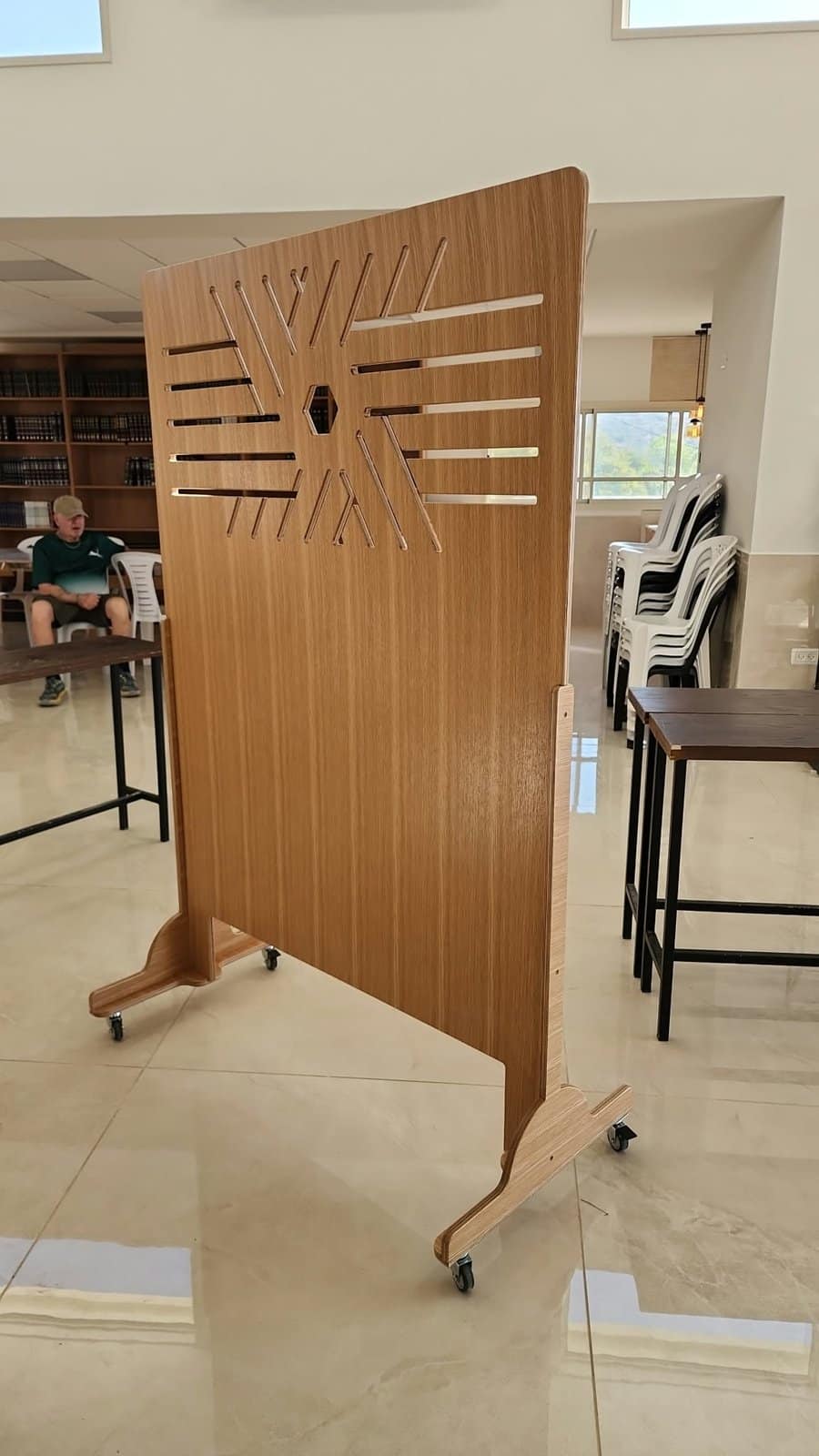 A portable Star of David partition in a synagogue