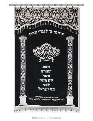 פרוכת ארון קודש מבית מתניה עם רקמה איכותית ואומנותית תלת‑ממדית