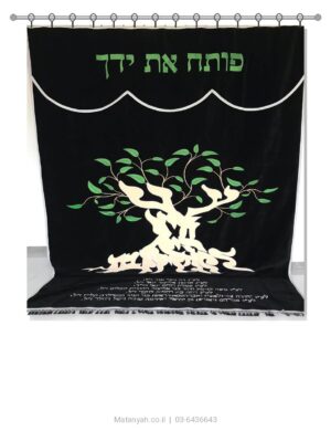 פרוכת ארון קודש מבית מתניה עם רקמה איכותית ואומנותית תלת‑ממדית